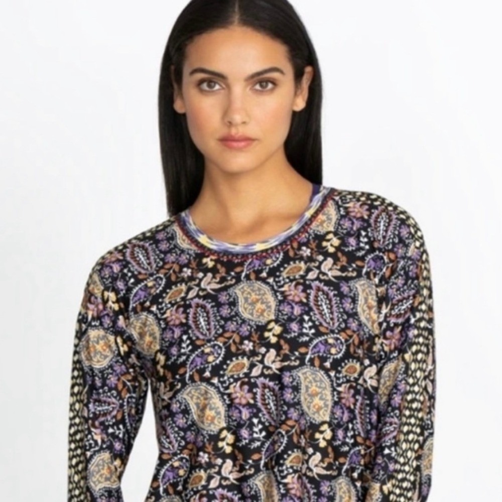 Johnny Was Women's‎ Active Paisley Print Long Sleeve Top Small